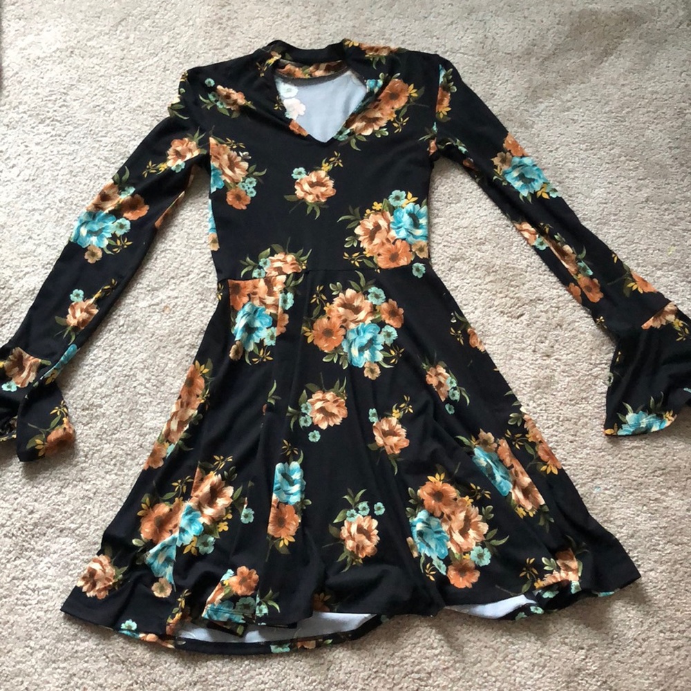 black flowery dress